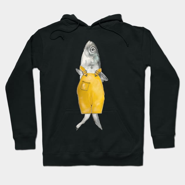 Fish with yellow rain pants Hoodie by msmart